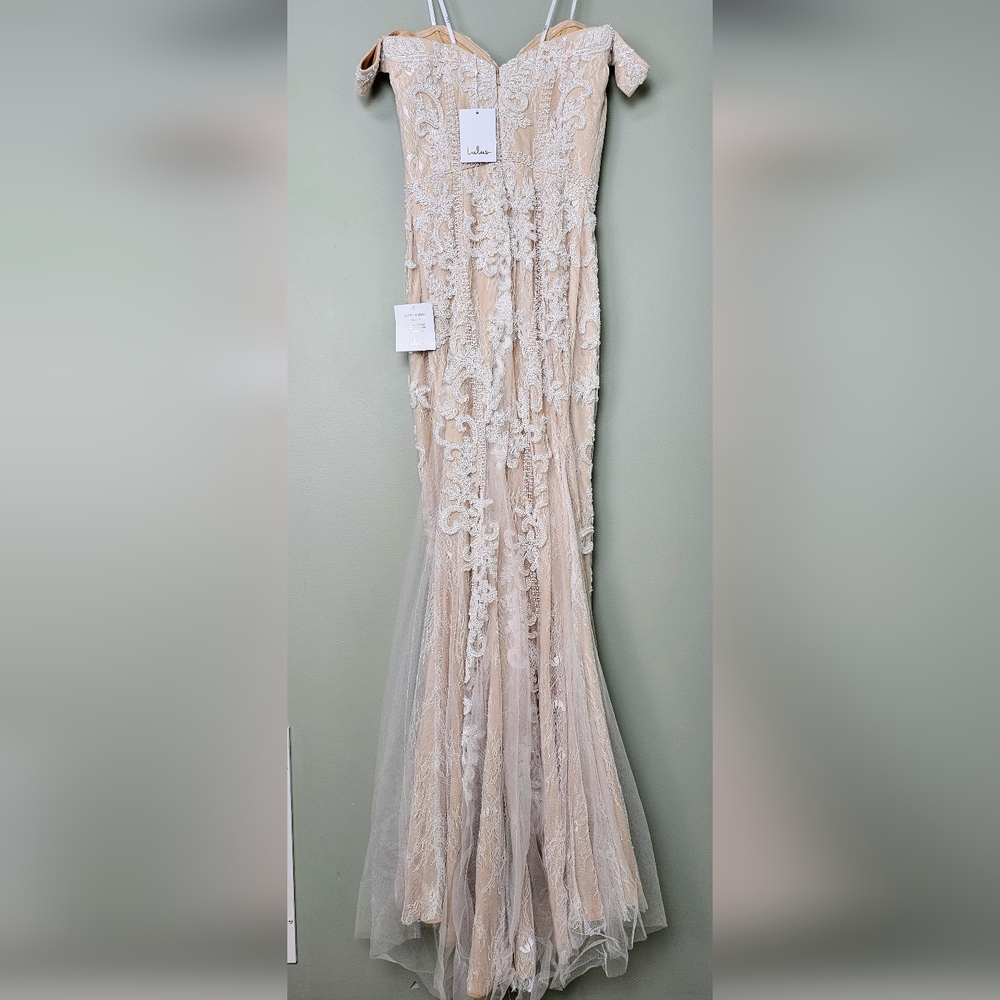 Lulu's Off-Shoulder Lace Wedding Dress - Cream - Picture 8 of 15